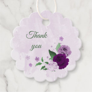 Étiquettes Cadeau Mariage de verdure aux fleurs violettes