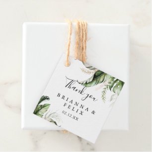 Étiquettes Cadeau Mariage de verdure tropicale or