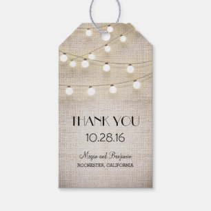 Étiquettes-cadeau Mariage de voyants de chaîne de Burlap rustique