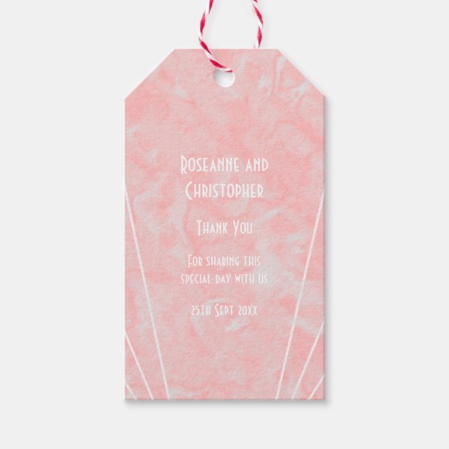 Étiquettes-cadeau Mariage design Art déco en marbre rose (Devant)