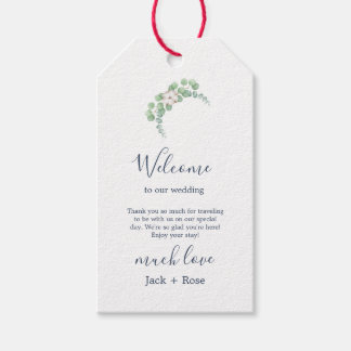 Étiquettes-cadeau Mariage d'été Eucalyptus de verdure rustique.