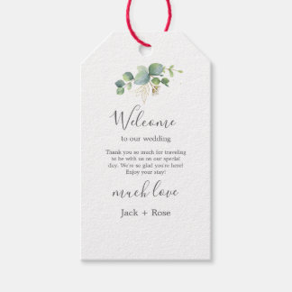Étiquettes-cadeau Mariage d'été Eucalyptus de verdure rustique.