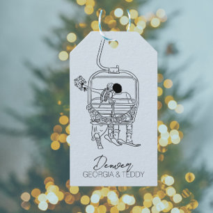 Étiquettes-cadeau Mariage d'hiver de ski