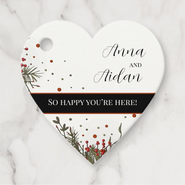 Étiquettes Cadeau Mariage d'hiver Fleurs Élégance moderne Inspirante (Devant)