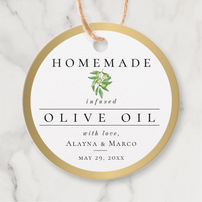 Étiquettes Cadeau Mariage d'huile d'olive (Devant)