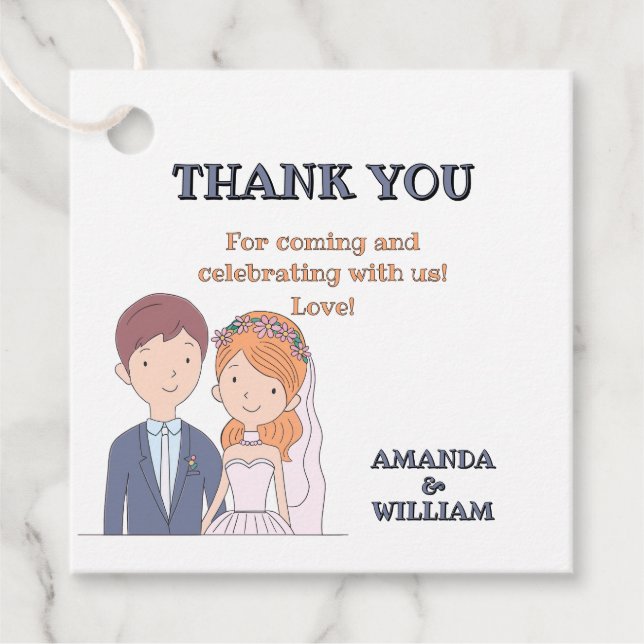 Étiquettes Cadeau Mariage d'illustration simple, semblable à un dess (Devant)