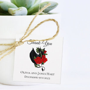 Étiquettes Cadeau Mariage d'Imaginaire Black Dragon Red Roses
