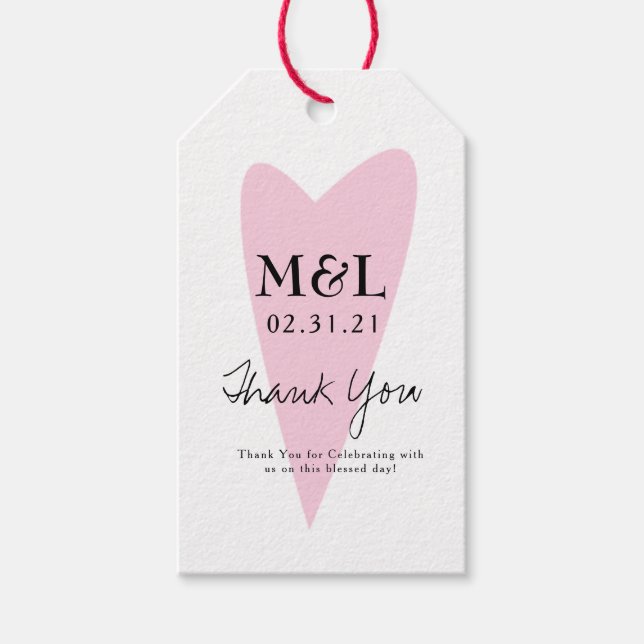 Étiquettes-cadeau Mariage écologique Bold Coeur rose (Devant)