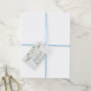 Étiquettes-cadeau Mariage Élégant Charme Fleur Sauvage Verte