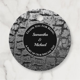Étiquettes Cadeau Mariage élégant Crackled Argent Merci invité