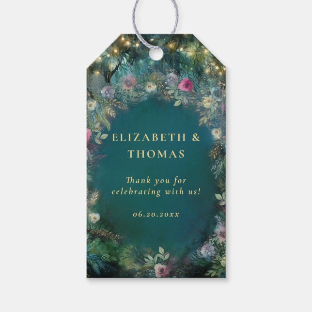Étiquettes-cadeau Mariage élégant des Roses de la forêt enchantée (Devant)