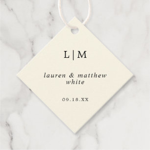Étiquettes Cadeau Mariage élégant monogramme jaune beurre moderne