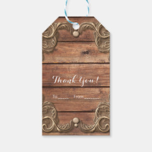 Étiquettes-cadeau Mariage Élégant Occidental Rustique Vintage Bois D