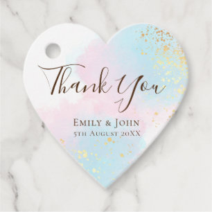 Étiquettes Cadeau Mariage élégant Pastels Rose Sarcelle Or Confettis
