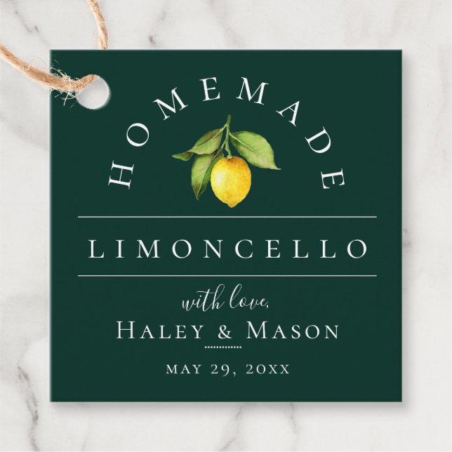 Étiquettes Cadeau Mariage émeraude du Limoncello branché (Devant)