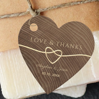 Étiquettes Cadeau Mariage en Bois Rustique