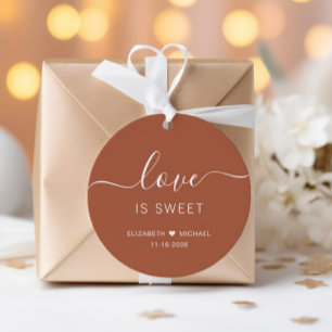 Étiquettes Cadeau Mariage en Terracotta Douce Amour