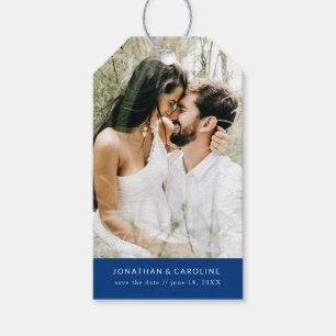 Étiquettes-cadeau Mariage Enregistrer la date Photo Simple Minimal B