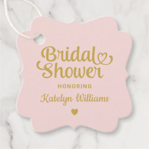 Étiquettes Cadeau Mariage Fantaisie Rose Gold Coeur Écriture Cérémon