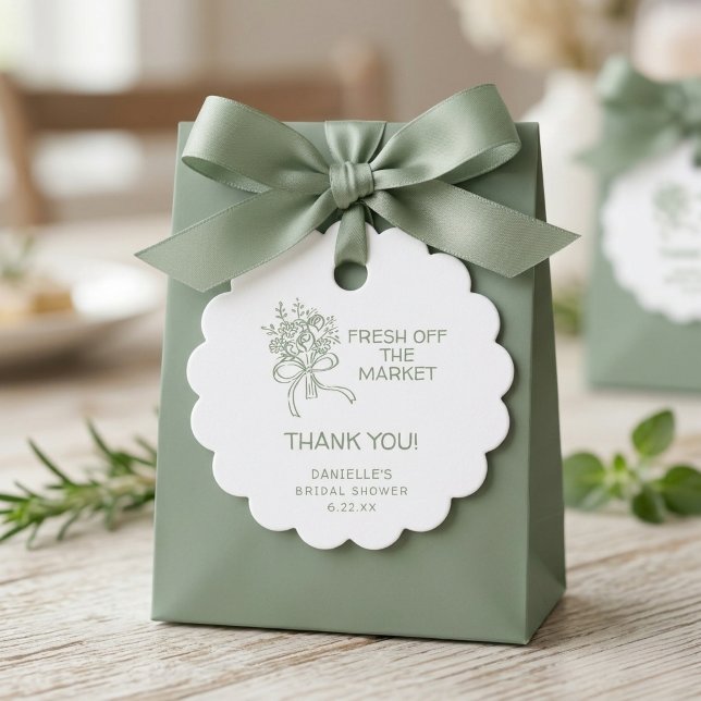 Étiquettes Cadeau Mariage Fantaisiste Vert Frais du Marché Baby Show (Créateur téléchargé)