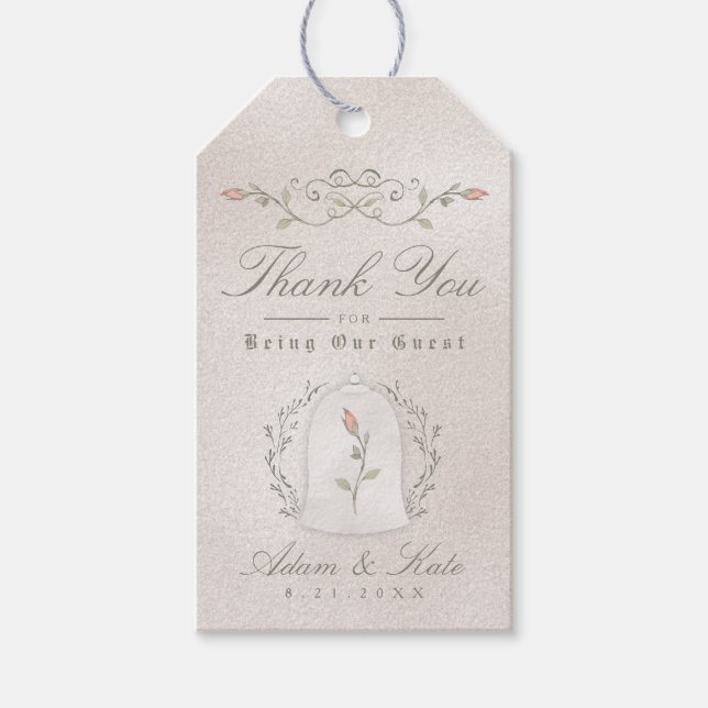Étiquettes-cadeau MARIAGE FAVEUR CADEAUX BALISES | Élégant Rose de l (Devant)