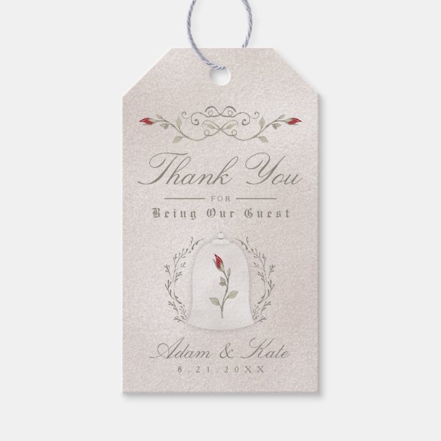 Étiquettes-cadeau MARIAGE FAVEUR CADEAUX BALISES | Élégante Rose rou (Devant)