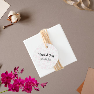 Étiquettes Cadeau mariage faveur fleurs rose pâle