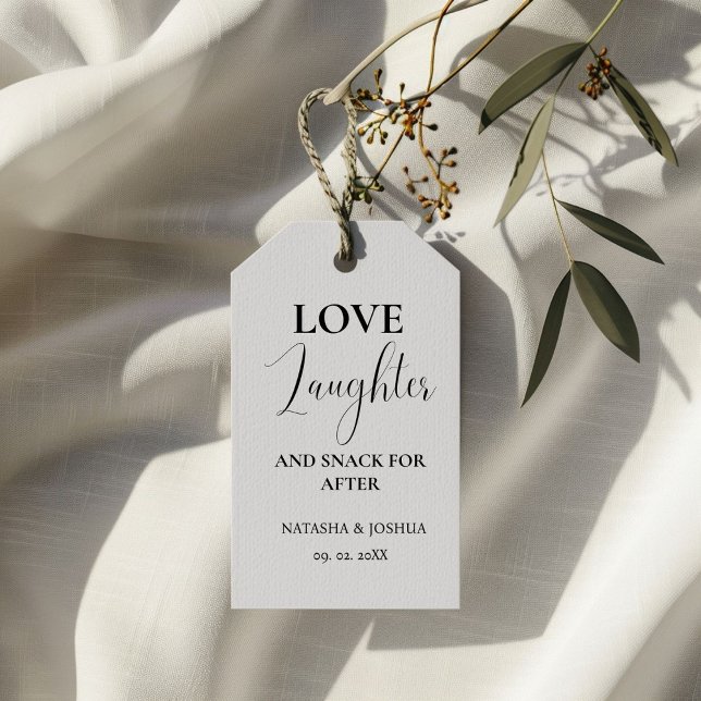 Étiquettes-cadeau Mariage Favor Love Rire et un snack pour après (Créateur téléchargé)