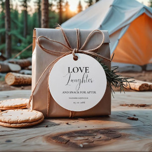 Étiquettes Cadeau Mariage Favor Love Rire et un snack pour après