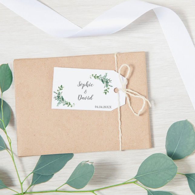 Étiquettes-cadeau Mariage Feuillage Eucalyptus (Etiquettes cadeaux invités mariage eucalyptus)