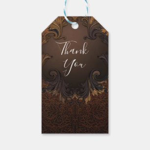 Étiquettes-cadeau Mariage Feuilles Ornementales Automne Tomber Or