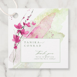 Étiquettes Cadeau Mariage fleur sauvage Aquarelle Merci Fsia ID954