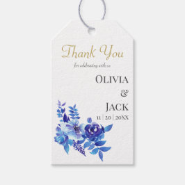 Étiquettes-cadeau Mariage Fleur sauvage couleur bleu chic
