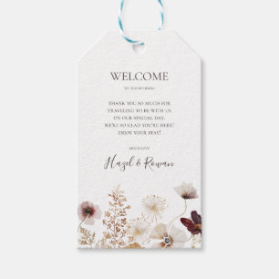 Étiquettes-cadeau Mariage Fleur sauvage de Cuivre Bourgogne Bienvenu