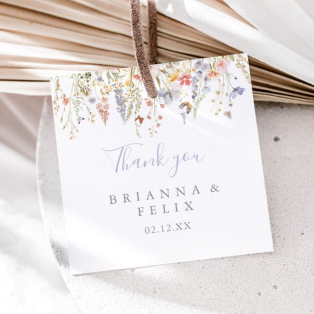 Étiquettes Cadeau Mariage Fleur sauvage multicouleur d'été (Créateur téléchargé)