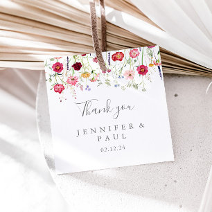 Étiquettes Cadeau Mariage Fleur sauvage multicouleur simple