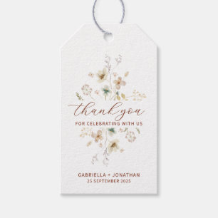 Étiquettes-cadeau Mariage Fleur sauvage Terracotta Favoriser le Merc