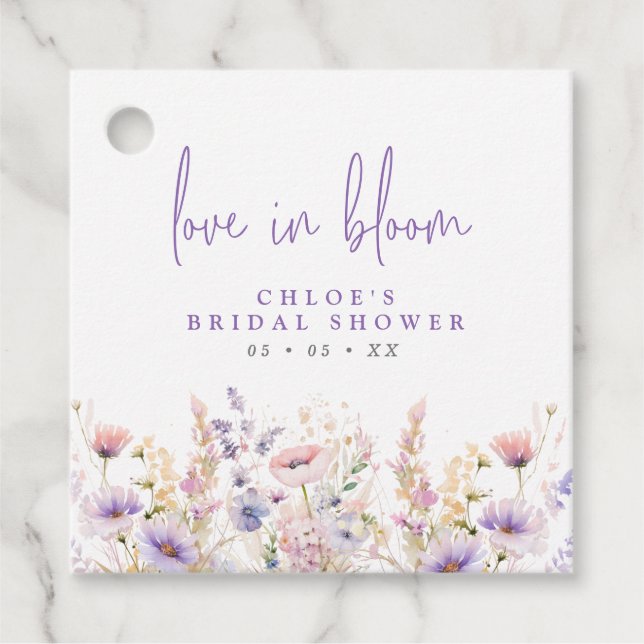 Étiquettes Cadeau Mariage Fleurissant Fête de Fleurs de Lilas (Devant)
