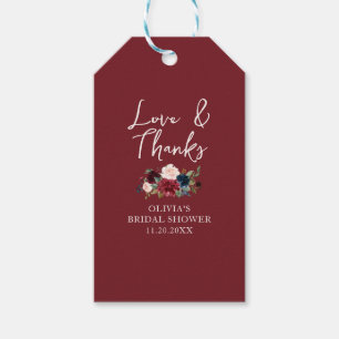 Étiquettes-cadeau Mariage Fleurs d'Amour et de Gratitude