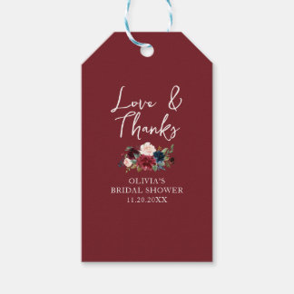 Étiquettes-cadeau Mariage Fleurs d'Amour et de Gratitude