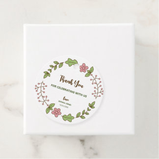 Étiquettes Cadeau Mariage Fleurs Roses Feuilles Vertes Bridal Shower