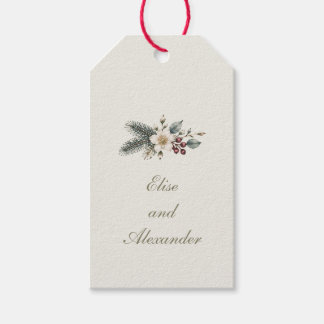 Étiquettes-cadeau Mariage Floral Aquarelle Botanique d'Hiver