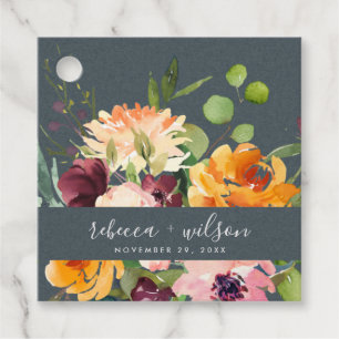 ÉTIQUETTES CADEAU MARIAGE FLORAL BLANC BLEU JAUNE ORANGE