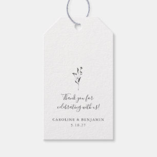 Étiquettes-cadeau Mariage floral blanc Boho Merci personnalisé