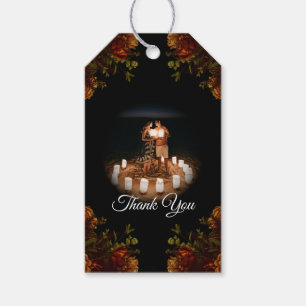 Étiquettes-cadeau Mariage floral de la chute noire