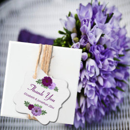Étiquettes Cadeau Mariage floral de pivoine violette