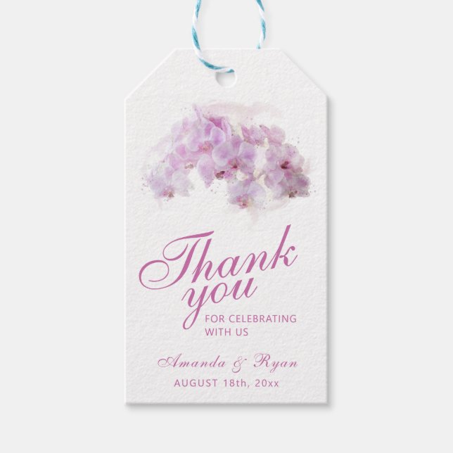 Étiquettes-cadeau Mariage floral d'orchidée rose pâle (Devant)