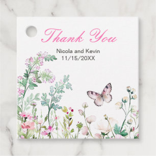 Étiquettes Cadeau Mariage floral du papillon vert du printemps