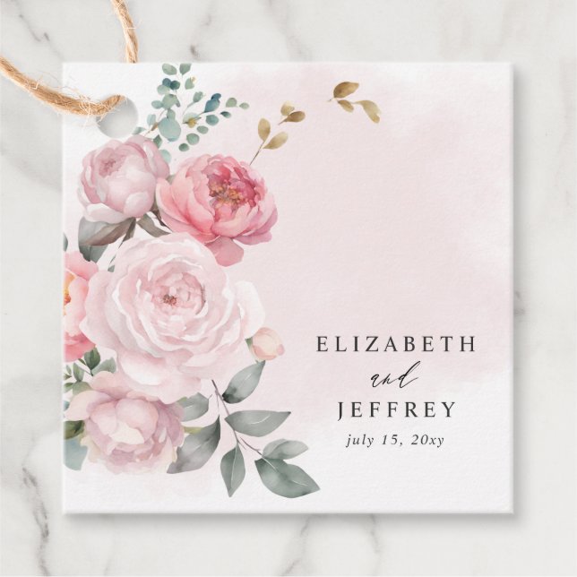 Étiquettes Cadeau Mariage Floral Élégant Boho Été Printemps Rose (Devant)