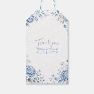 Étiquettes-cadeau Mariage Floral Élégant Hydrangea Bleu Blanc